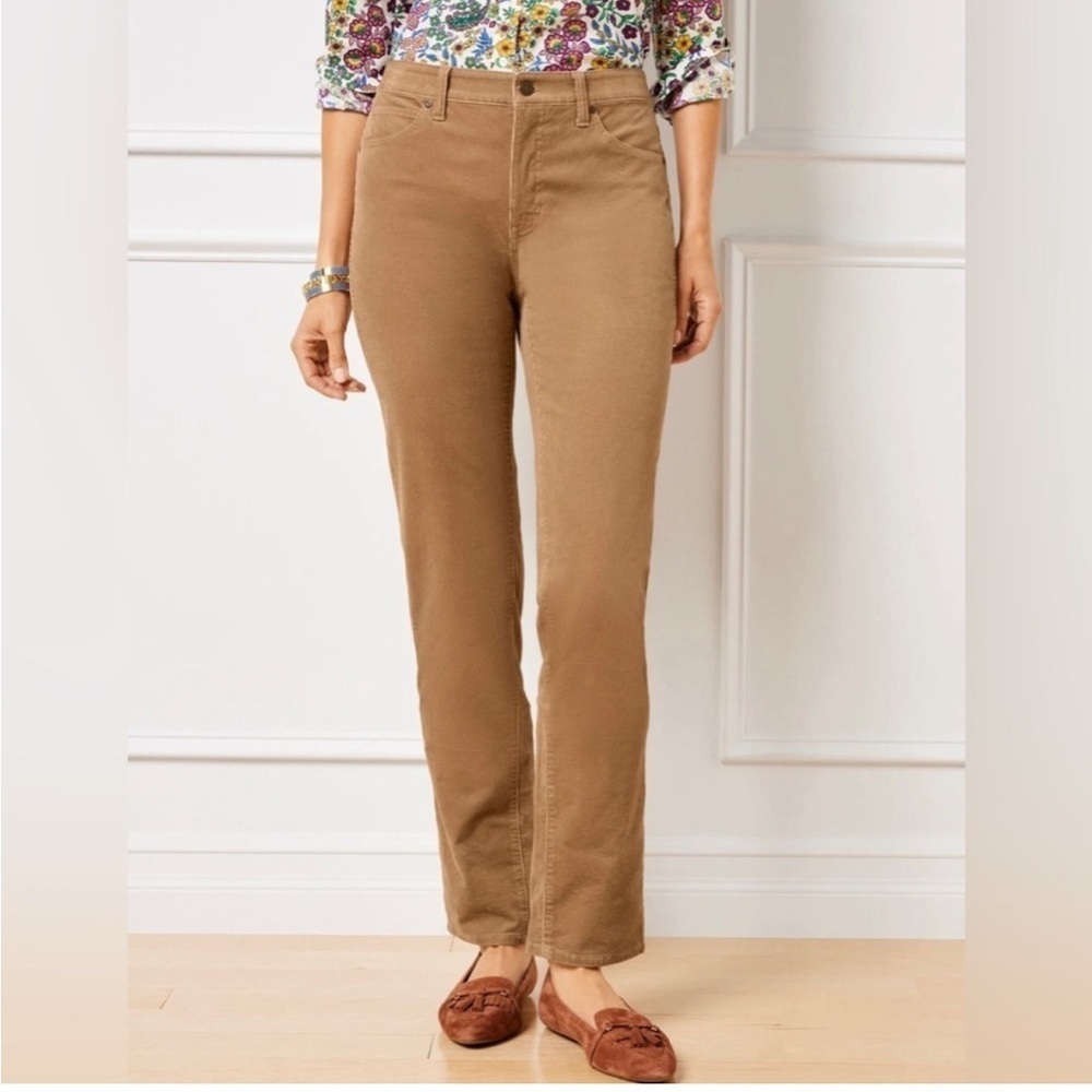 Talbots High Waist Straight Leg Corduroy Pants Tan Brown Simply Flattering 18W